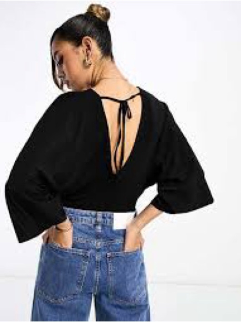 ASOS Black Tie-Back V-Neck bodysuit